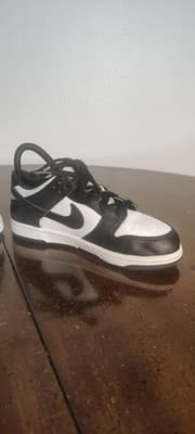 Nike Shoes Youth Size 3.5Y Black White Low Top Athletic Leather Sneakers - Thumbnail 6