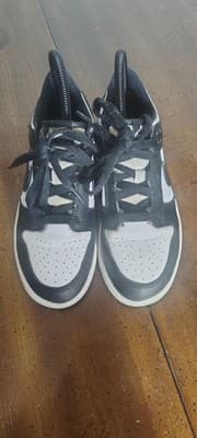 Nike Shoes Youth Size 3.5Y Black White Low Top Athletic Leather Sneakers - Thumbnail 5
