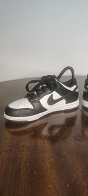 Nike Shoes Youth Size 3.5Y Black White Low Top Athletic Leather Sneakers - Thumbnail 7
