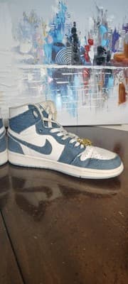 Jordan Air Jordan 1 Mid SE Denim Shoes Mens Size 8 Blue Sneakers DM9036-104 - Thumbnail 5