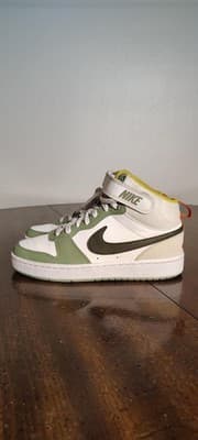Nike All Day Play Shoes Youth Size 6Y White Green Mid Top Sneakers DV3649-171 - Thumbnail 2