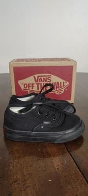 Vans Authentic Shoes Toddler Size 5.5T Black Boys Low Top Sneakers VN000ED9BKA1 - Thumbnail 3