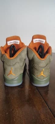 Air Jordan 5 Retro Olive Shoes Youth Size 3.5Y Green Suede Sneakers 440888-308 - Thumbnail 2