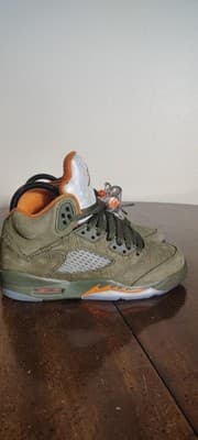 Air Jordan 5 Retro Olive Shoes Youth Size 3.5Y Green Suede Sneakers 440888-308 - Thumbnail 3