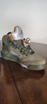 Air Jordan 5 Retro Olive Shoes Youth Size 3.5Y Green Suede Sneakers 440888-308 - Thumbnail 6