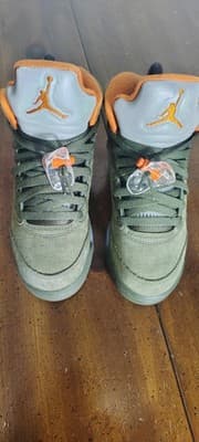 Air Jordan 5 Retro Olive Shoes Youth Size 3.5Y Green Suede Sneakers 440888-308 - Thumbnail 5