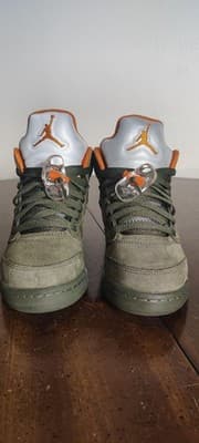 Air Jordan 5 Retro Olive Shoes Youth Size 3.5Y Green Suede Sneakers 440888-308 - Thumbnail 4