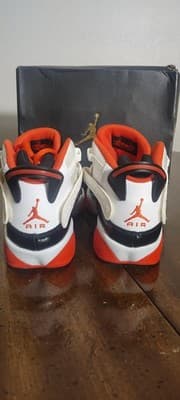 Nike Air Jordan 6 Rings Shoes Youth 6Y White Orange Black Sneakers DV1345-108 - Thumbnail 2