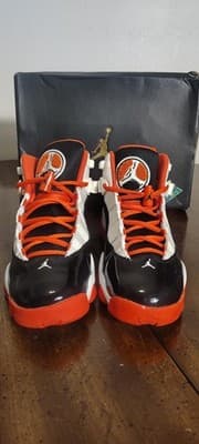 Nike Air Jordan 6 Rings Shoes Youth 6Y White Orange Black Sneakers DV1345-108 - Thumbnail 4