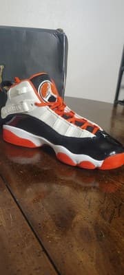 Nike Air Jordan 6 Rings Shoes Youth 6Y White Orange Black Sneakers DV1345-108 - Thumbnail 6