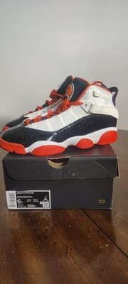 Nike Air Jordan 6 Rings Shoes Youth 6Y White Orange Black Sneakers DV1345-108 - Thumbnail 10