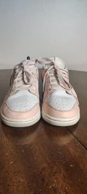 Nike Dunk Low Shoes Womens Size 7.5 Pink White Leather Sneakers DD1873-100 - Thumbnail 4