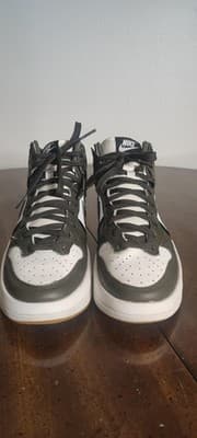 Nike Dunk High Up Medium Olive Shoes Womens Size 7.5 Green White DH3718-103 - Thumbnail 4