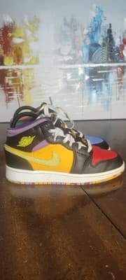 Air Jordan 1 Mid Shoes Youth Size 4Y Multicolor Colorblock Sneakers FD1317-007 - Thumbnail 3