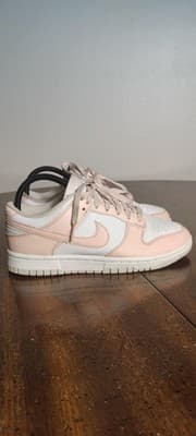 Nike Dunk Low Shoes Womens Size 7.5 Pink White Leather Sneakers DD1873-100 - Thumbnail 3