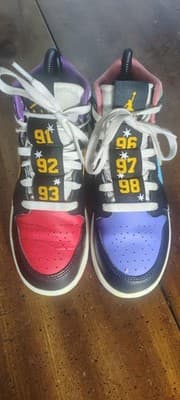 Air Jordan 1 Mid Shoes Youth Size 4Y Multicolor Colorblock Sneakers FD1317-007 - Thumbnail 5