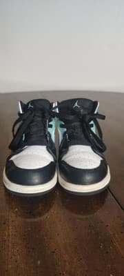 Jordan Air Jordan 1 Mid Shoes Kids 10C Green Black White Sneakers 640735-132 - Thumbnail 7