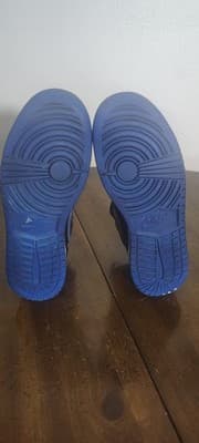 Nike Air Jordan 1 Mid 554725-068 Black Blue Leather Kids Sneakers 7Y - Thumbnail 9