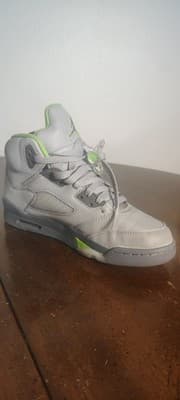 Air Jordan 5 Green Bean 2022 High Top Gray Green Sneakers Men's Boys Size 6.5Y - Thumbnail 6