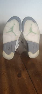 Air Jordan 5 Green Bean 2022 High Top Gray Green Sneakers Men's Boys Size 6.5Y - Thumbnail 9