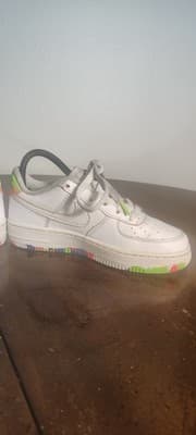 Nike Air Force 1 Low Top White Multicolor Orange Size 4.5Y Shoes DV1366-11Z - Thumbnail 6