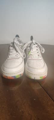 Nike Air Force 1 Low Top White Multicolor Orange Size 4.5Y Shoes DV1366-11Z - Thumbnail 4
