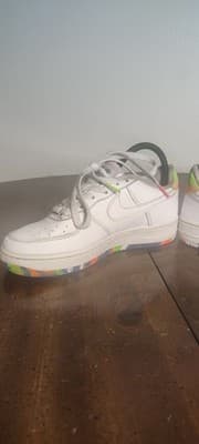 Nike Air Force 1 Low Top White Multicolor Orange Size 4.5Y Shoes DV1366-11Z - Thumbnail 7