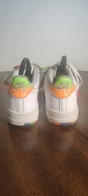 Nike Air Force 1 Low Top White Multicolor Orange Size 4.5Y Shoes DV1366-11Z - Thumbnail 2