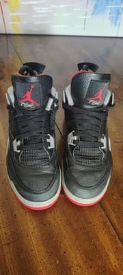 Air Jordan 4 Retro Bred Reimagined Shoes Youth Size 5Y Black Sneakers FQ8213-006 - Thumbnail 5