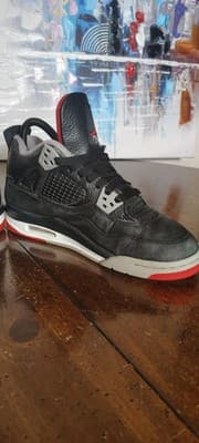 Air Jordan 4 Retro Bred Reimagined Shoes Youth Size 5Y Black Sneakers FQ8213-006 - Thumbnail 6