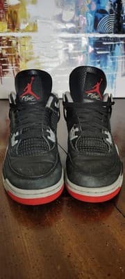 Air Jordan 4 Retro Bred Reimagined Shoes Youth Size 5Y Black Sneakers FQ8213-006 - Thumbnail 4