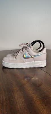 Nike Air Force 1 Shoes Womens Size 7 Pink Iridescent Leather Sneakers CJ1646-600 - Image 1