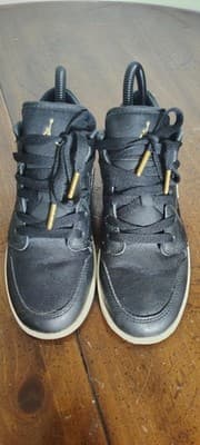 Nike Air Jordan 1 Low Shoes Youth Size 4Y Black Silver Sneakers FZ3921-001 - Thumbnail 5