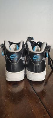 Nike Air Force 1 Mid Shoes Youth Kids Size 5Y White Black Sneakers 314195-113 - Thumbnail 2