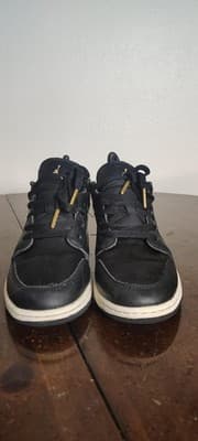 Nike Air Jordan 1 Low Shoes Youth Size 4Y Black Silver Sneakers FZ3921-001 - Thumbnail 4