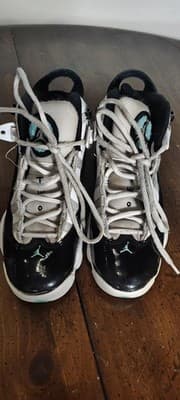 Jordan 6 Rings Shoes Youth Size 4Y White Black Green Sneakers 323419-115 - Thumbnail 5