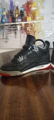 Air Jordan 4 Retro Bred Reimagined Shoes Youth Size 5Y Black Sneakers FQ8213-006 - Thumbnail 7