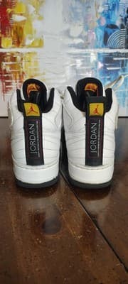 Vintage Jordan AF 1 Shoes Youth Size 6Y White Black Leather Sneakers 317743-101 - Thumbnail 2