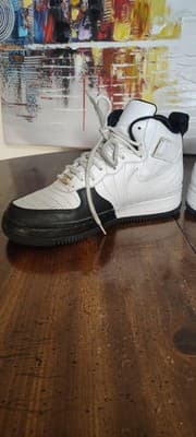 Vintage Jordan AF 1 Shoes Youth Size 6Y White Black Leather Sneakers 317743-101 - Thumbnail 7