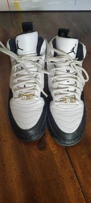 Vintage Jordan AF 1 Shoes Youth Size 6Y White Black Leather Sneakers 317743-101 - Thumbnail 5