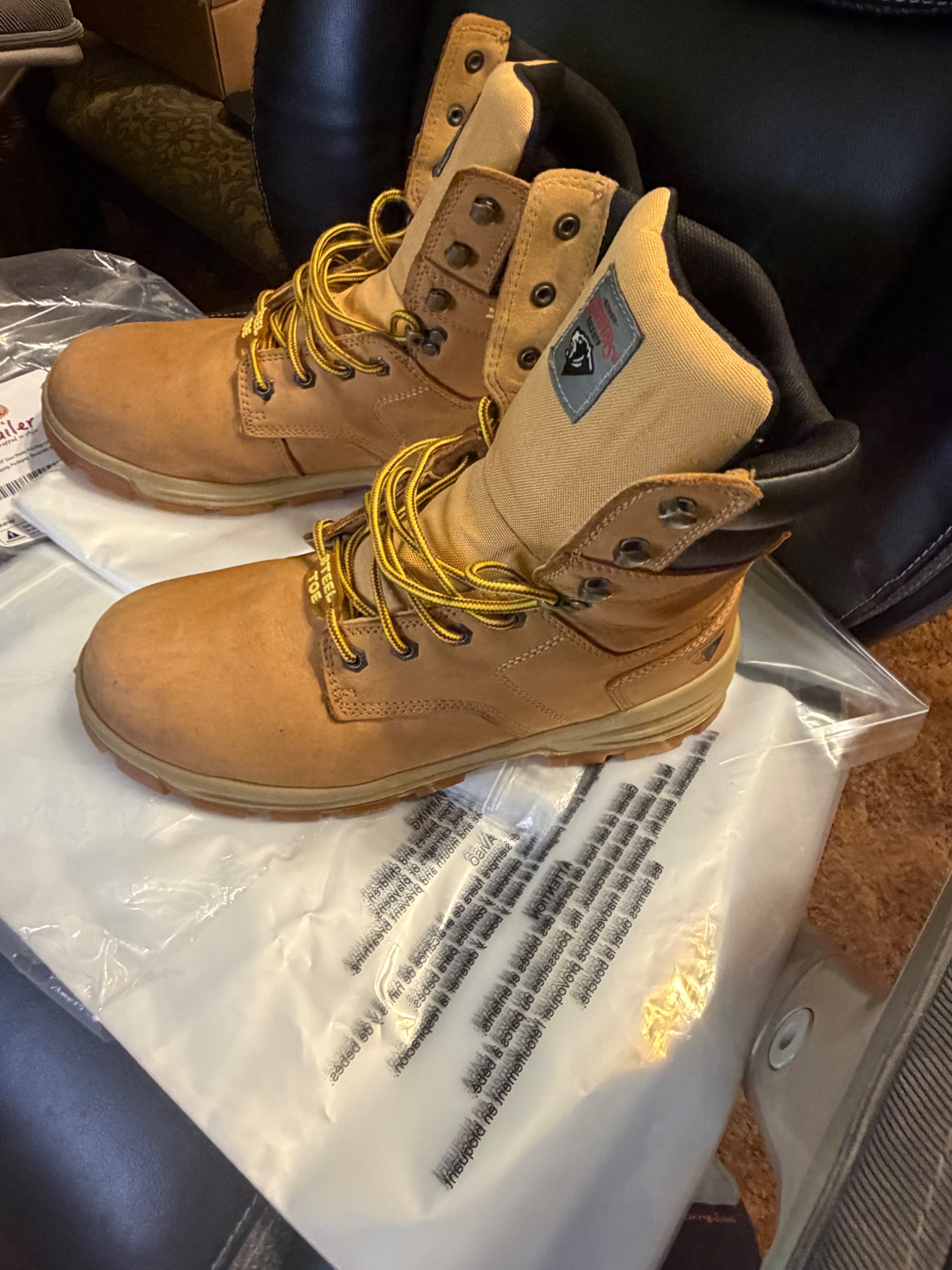 Wolverine Steel Toe Work Boots Mens 11W Wheat Nubuck ASTM F2413-18 Lace Up - Thumbnail 5