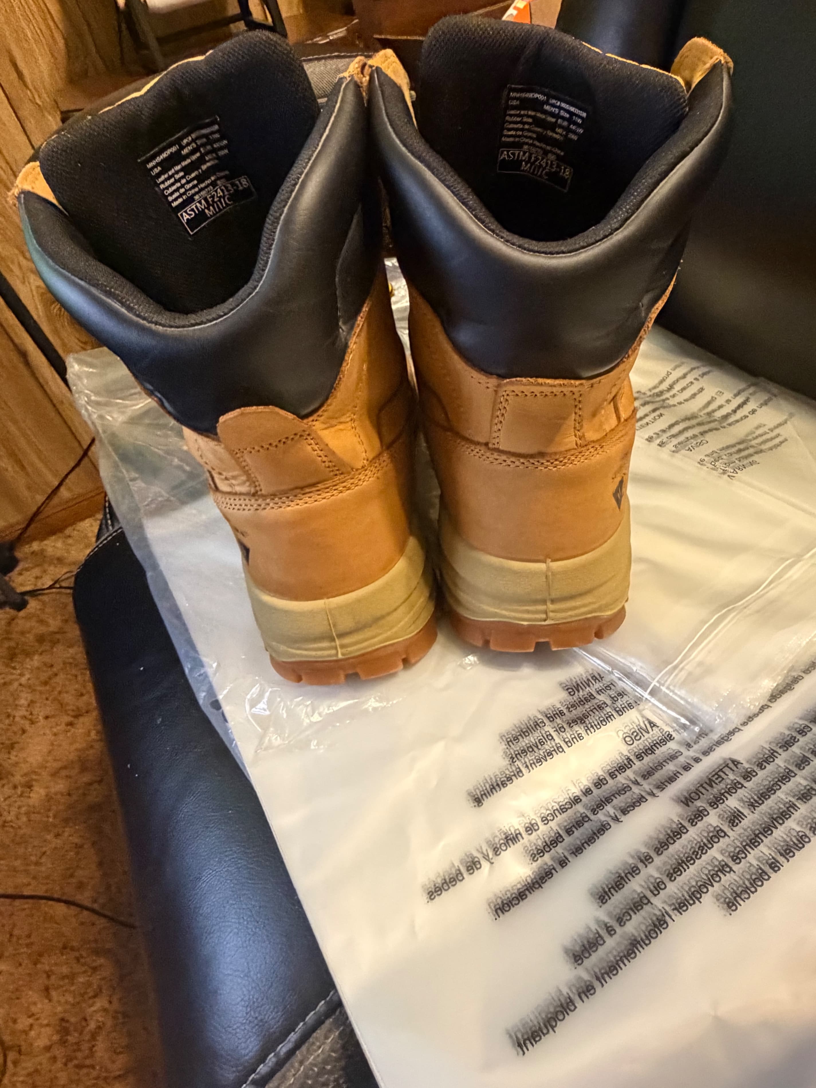 Wolverine Steel Toe Work Boots Mens 11W Wheat Nubuck ASTM F2413-18 Lace Up - Thumbnail 3