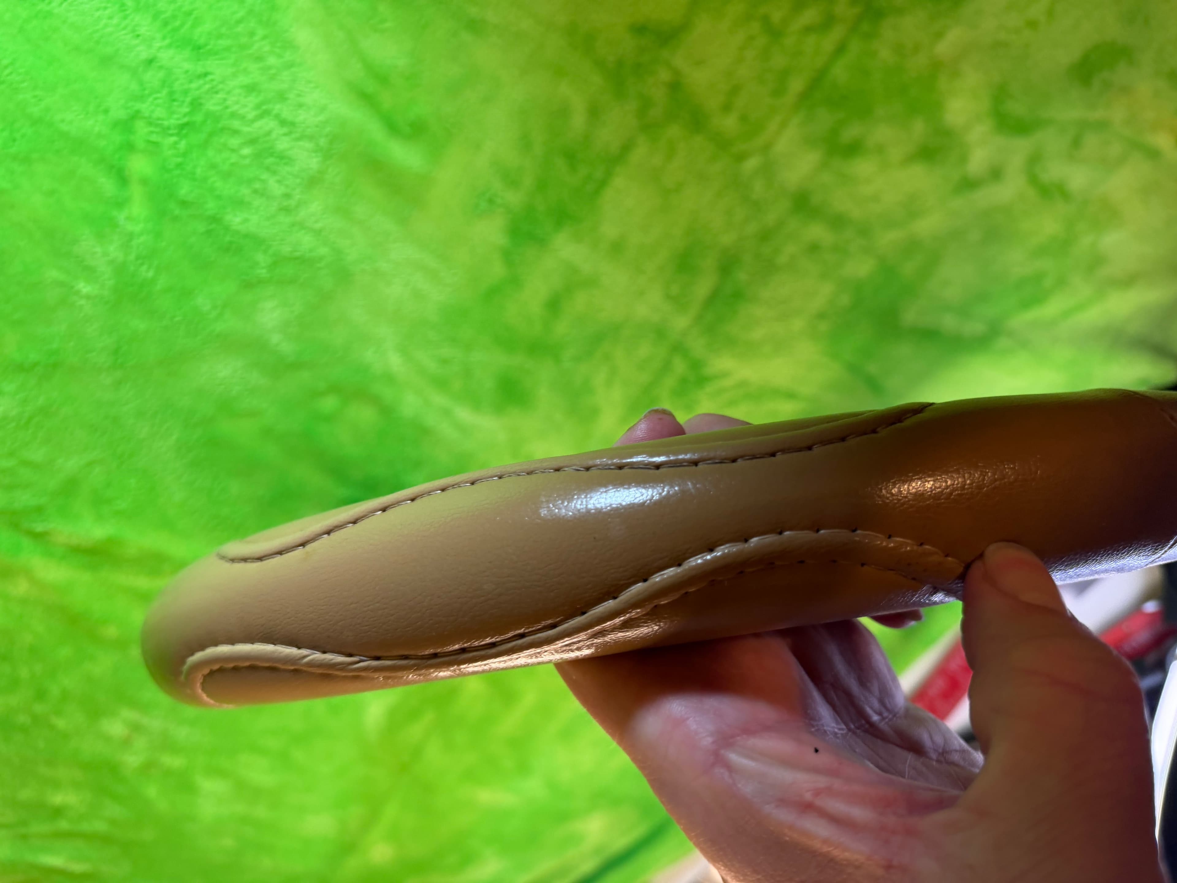 Leather Steering Wheel Cover, Beige, Universal Fit - Thumbnail 3