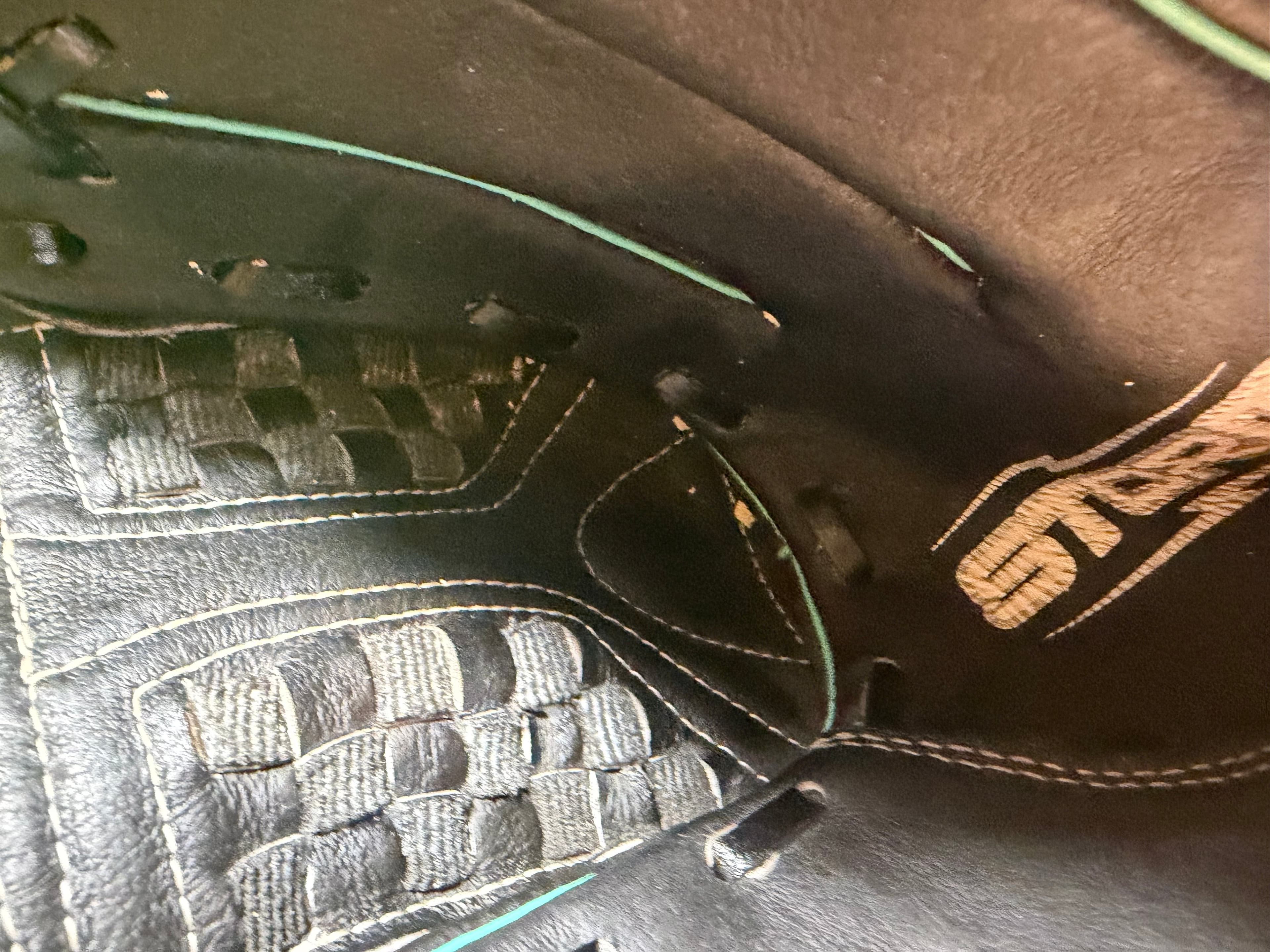 Rawlings All Leather Softball Glove - Black & Teal - Thumbnail 6