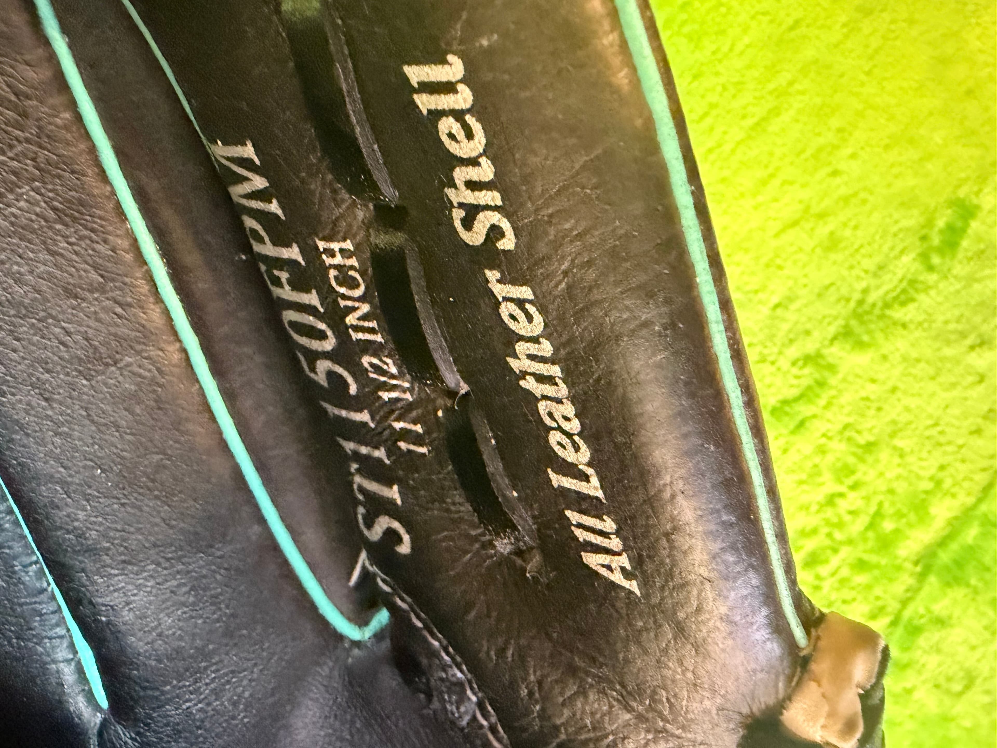 Rawlings All Leather Softball Glove - Black & Teal - Thumbnail 8