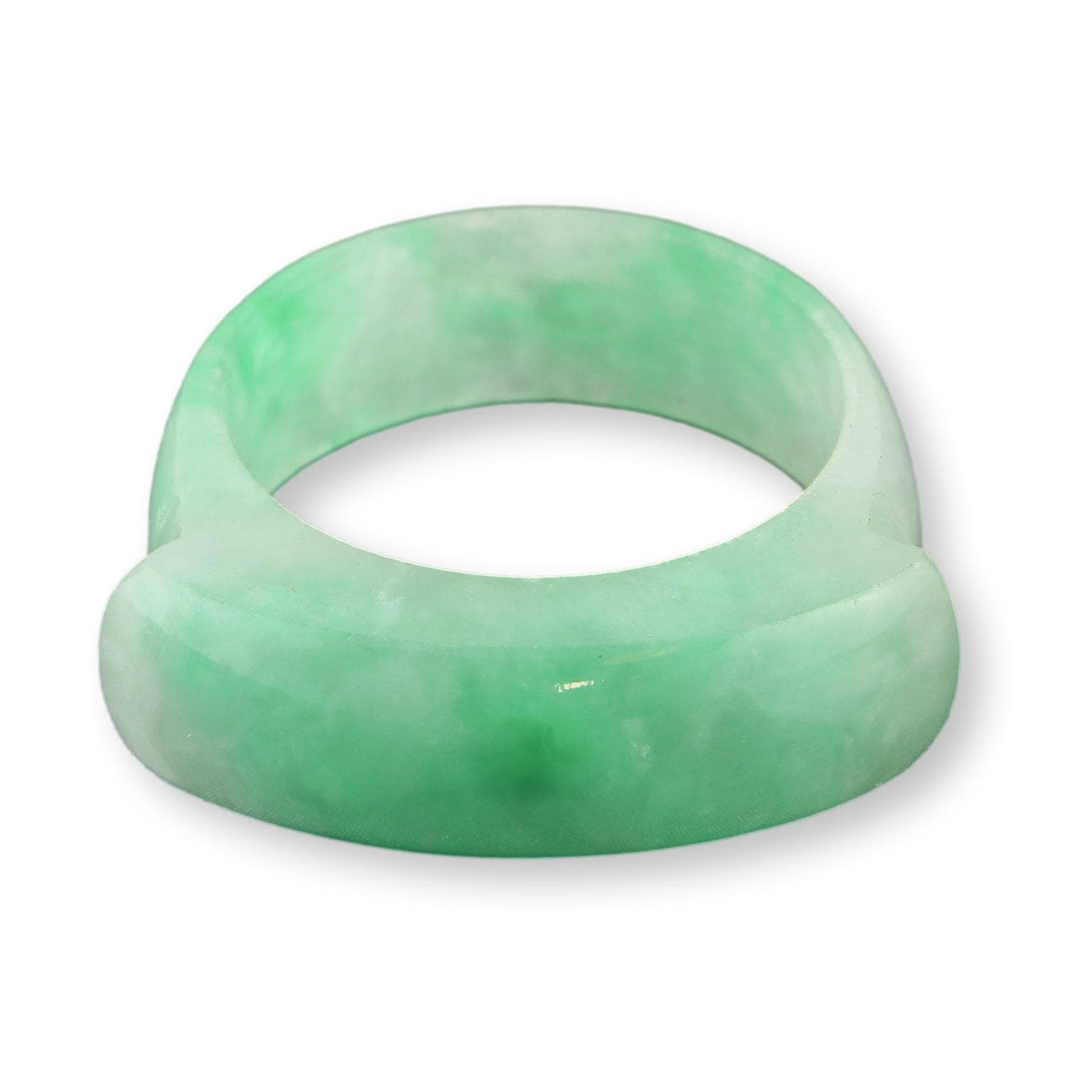 Green Jadeite Saddle Band – Classic Polished Jade Band - Size 10.75 - Thumbnail 2