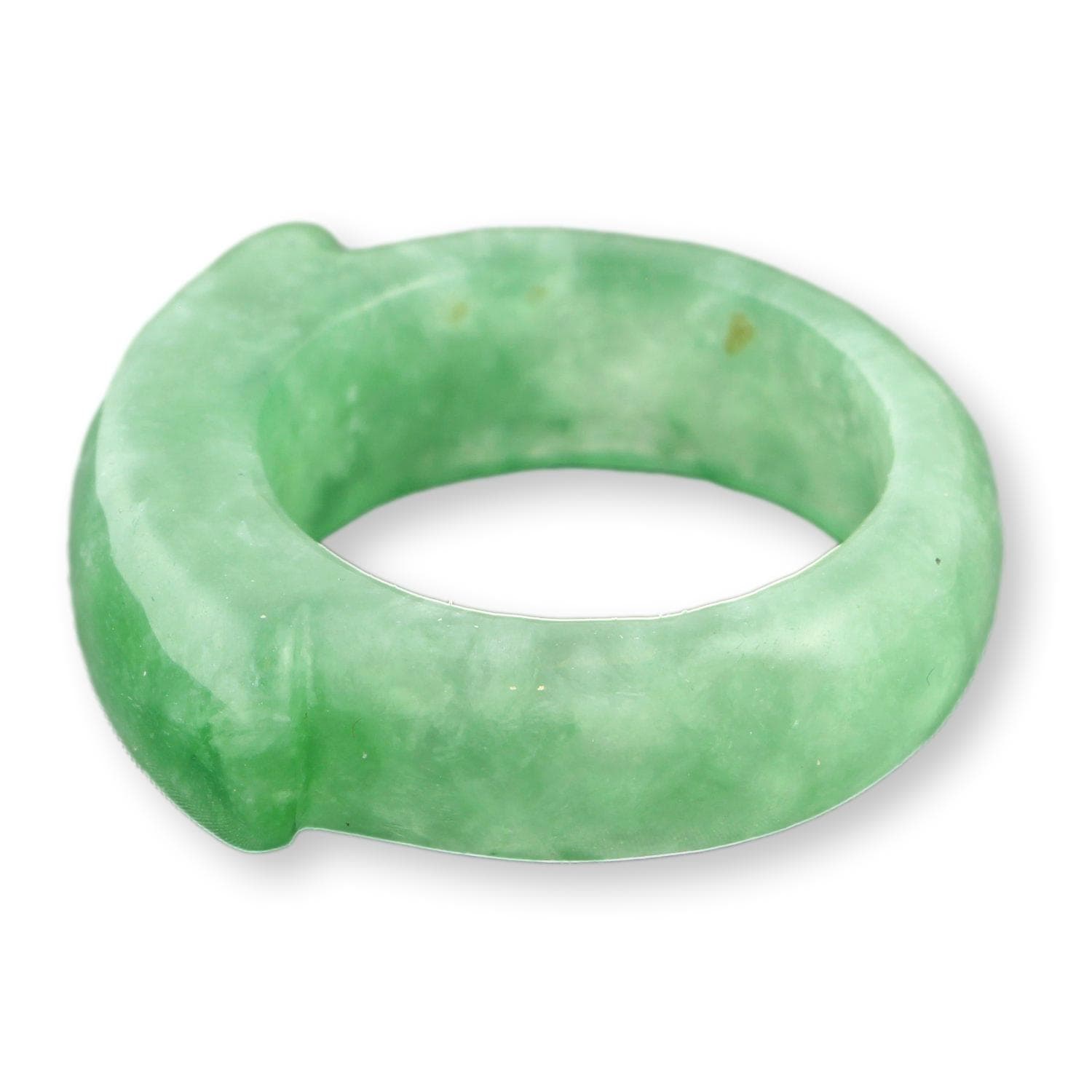 Deep Green Jadeite Saddle Band Bold Polished Jade|Rich Color - Size 9 - Thumbnail 3
