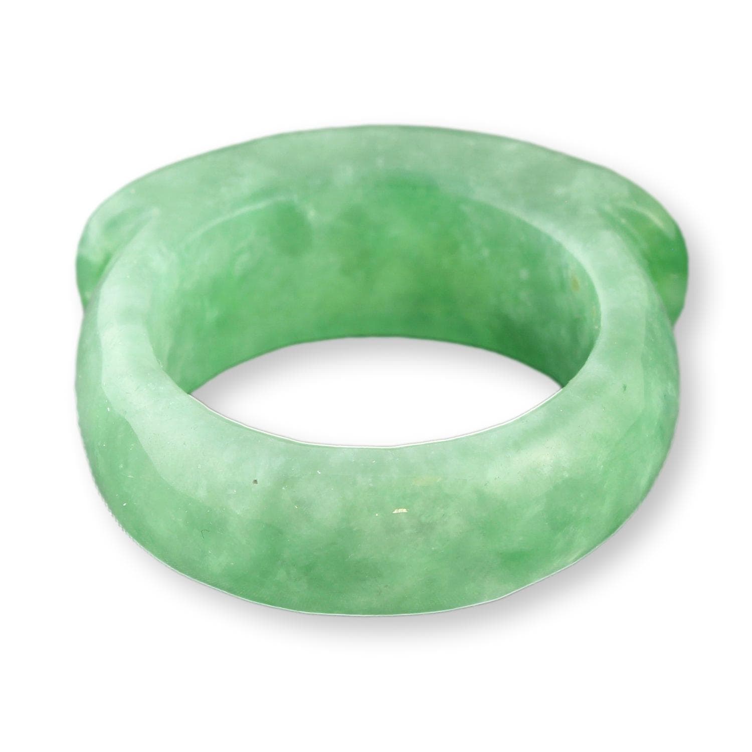 Deep Green Jadeite Saddle Band Bold Polished Jade|Rich Color - Size 9 - Thumbnail 6
