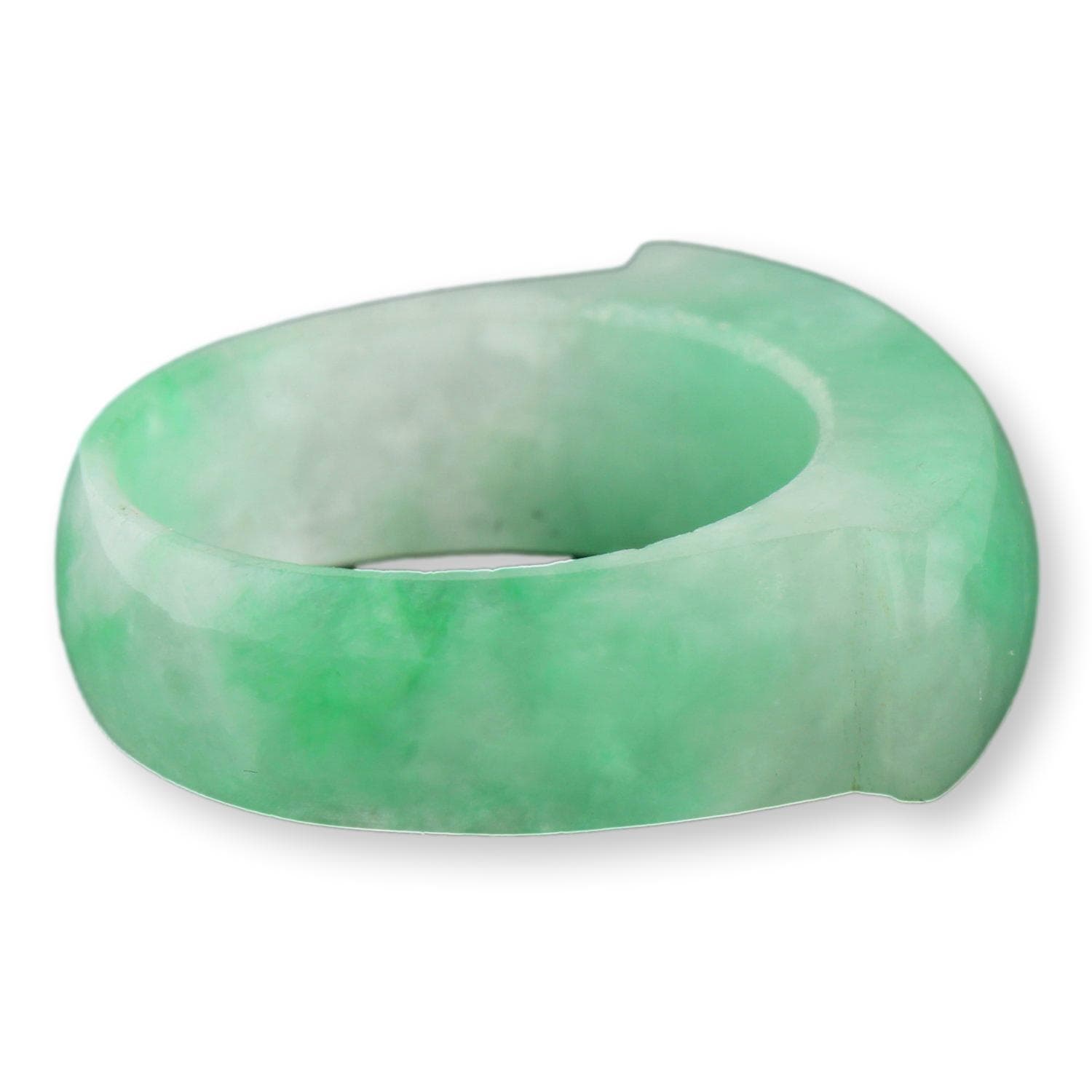 Green Jadeite Saddle Band – Classic Polished Jade Band - Size 10.75 - Thumbnail 5