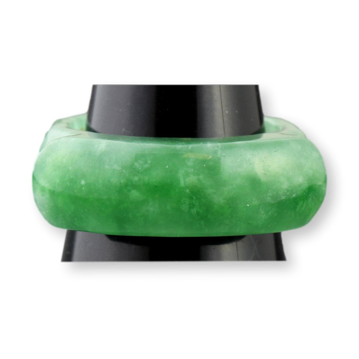 Deep Green Jadeite Saddle Band Bold Polished Jade|Rich Color - Size 9 - Thumbnail 4